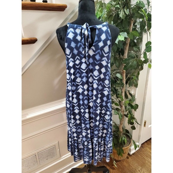 Time And Tru Women's Blue Rayon Round Neck Sleeveless Casual Knee Length Dress L - Picture 6 of 12